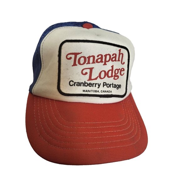 TONAPAH LODGE Cranberry Portage Manitoba Ca Hat Snapback Vintage 80s Cap Trucker - Picture 1 of 13